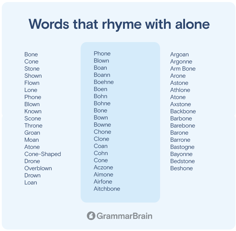 Words That Rhyme With Alone 300 Rhymes To Use GrammarBrain