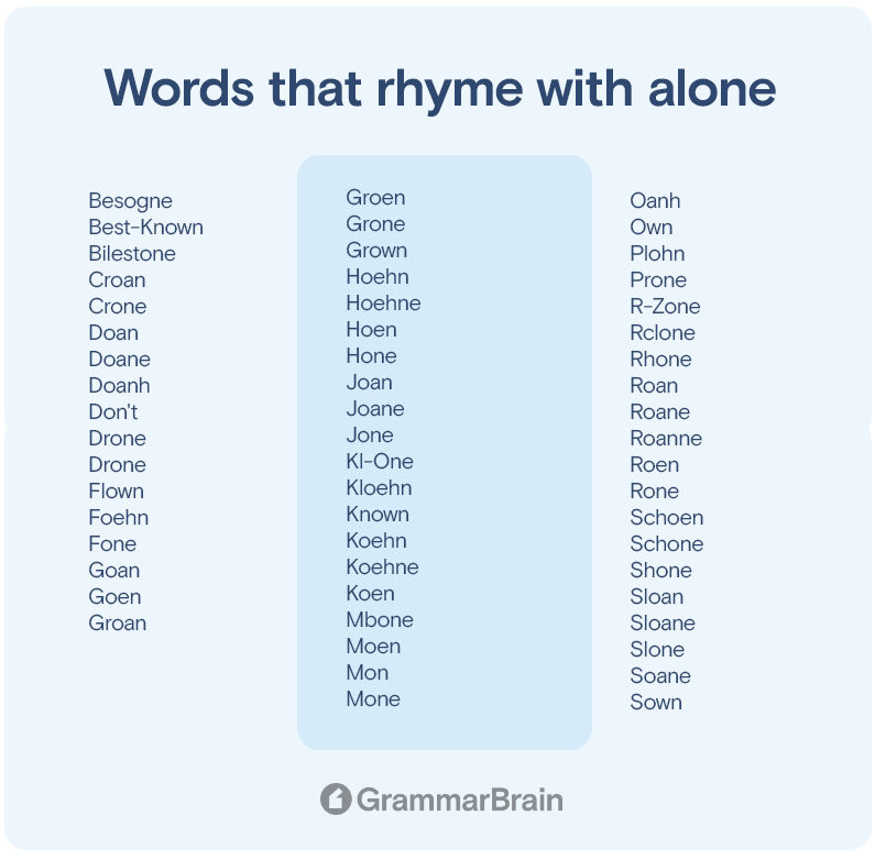 Words that rhyme with "alone"