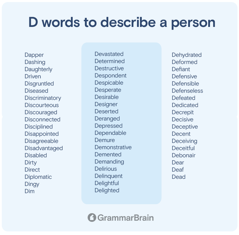 "D" adjectives to describe someone