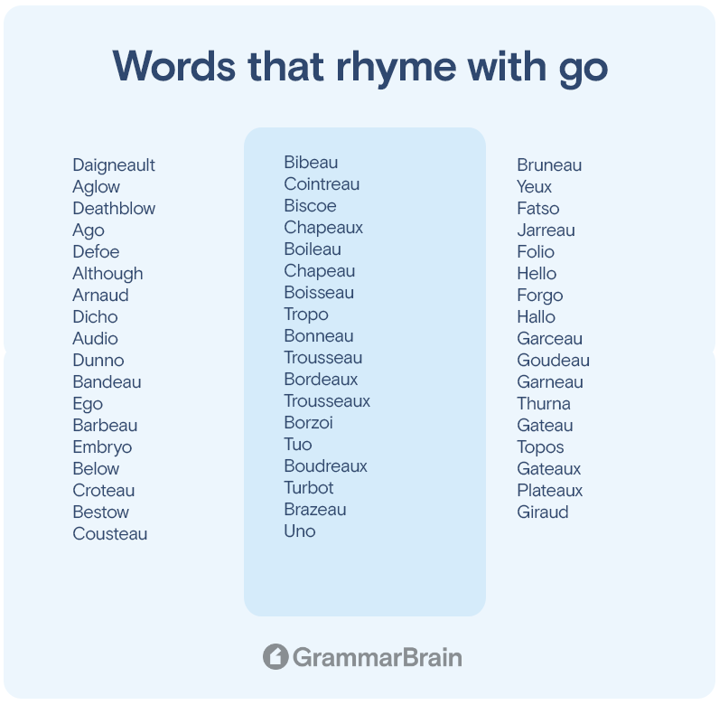 Words That Rhyme With Go 200 Rhymes To Use GrammarBrain