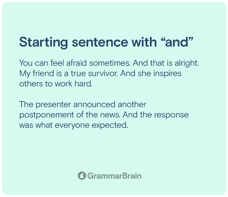Starting sentences with "and"