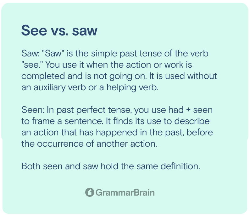 Seen vs. saw