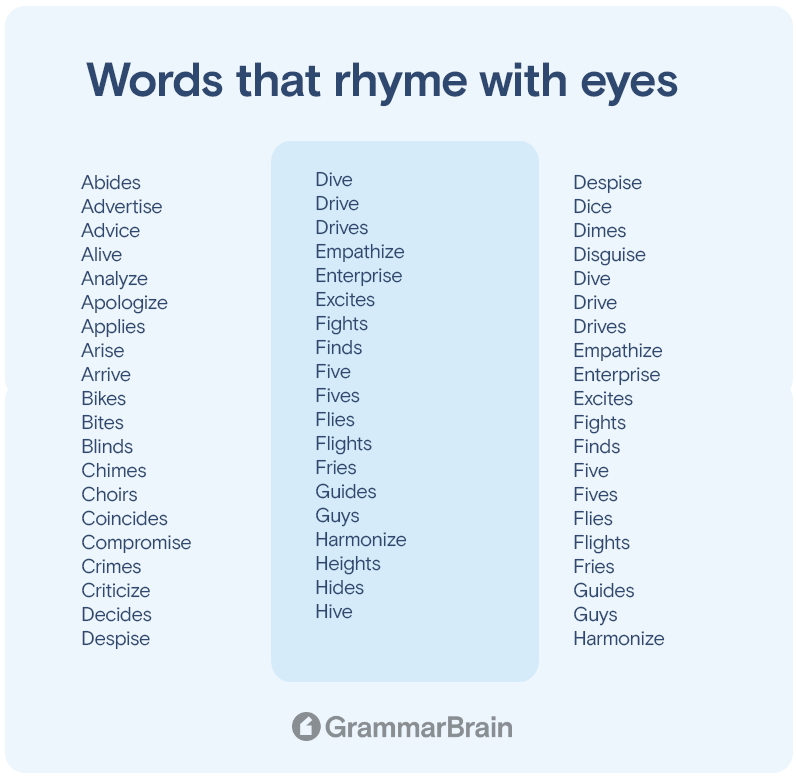 Words that rhyme with "eyes"