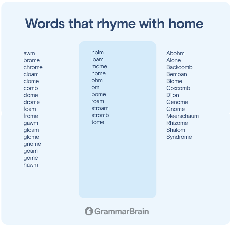 Words That Rhyme With Home 250 Rhymes To Use GrammarBrain