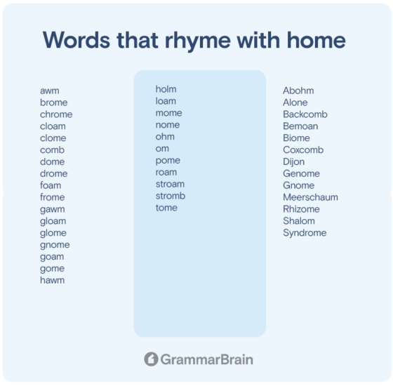 what words rhyme with homework