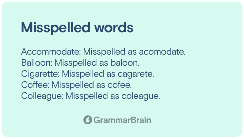 Misspelled words