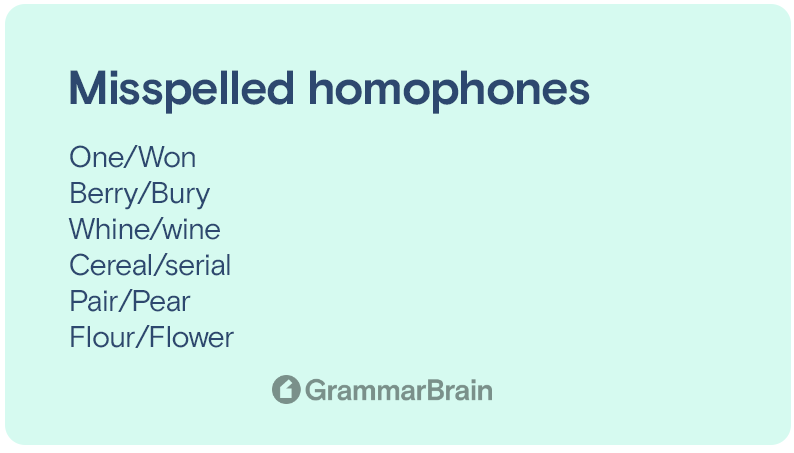 Misspelled homophones