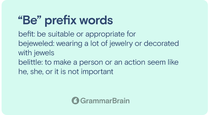 "Be" prefix words