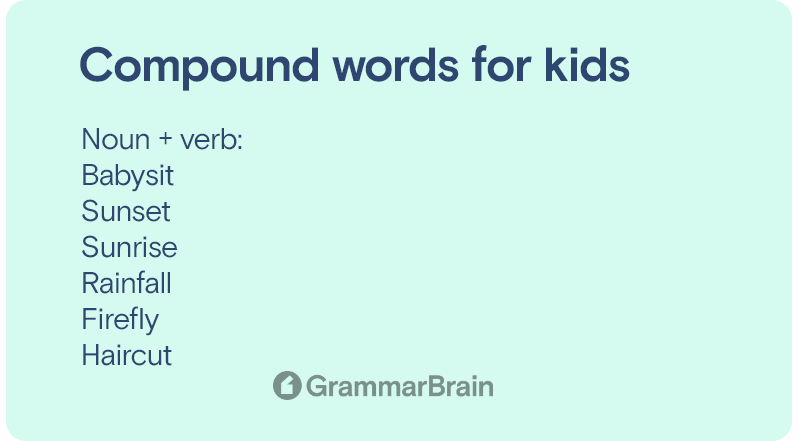 Noun + verb compound words for kids