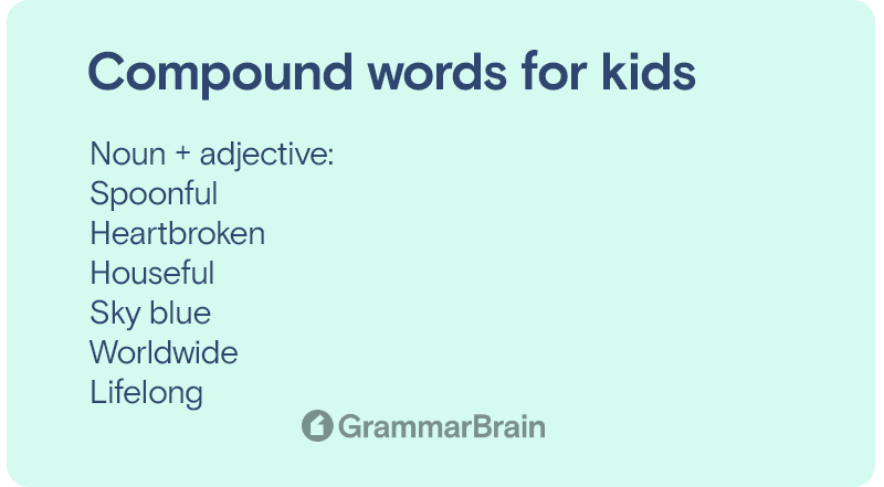 Noun + adjective compound words for kids