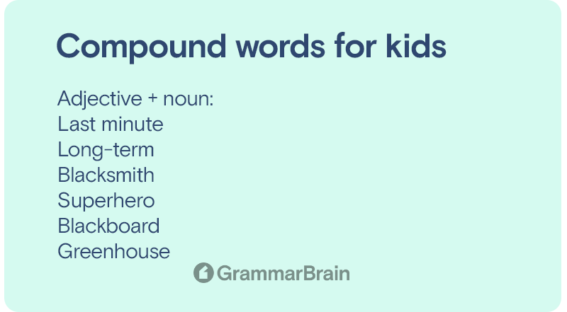 Adjective + noun compound words for kids