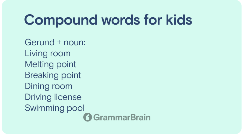 Gerund + noun compound words for kids