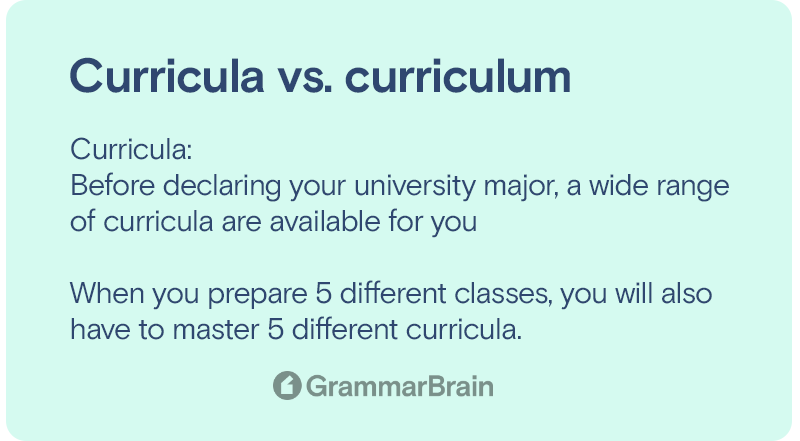 Curricula vs curriculum