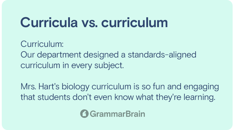 Curricula vs curriculum