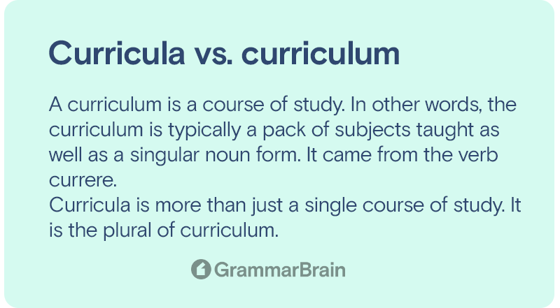 Curricula vs curriculum