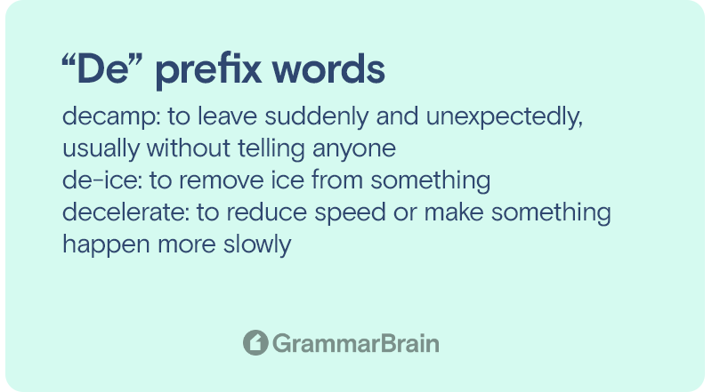 "De" prefix words