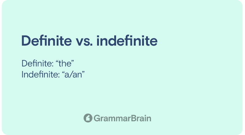 Definite vs. indefinite article