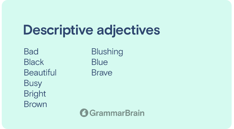 Descriptive adjectives