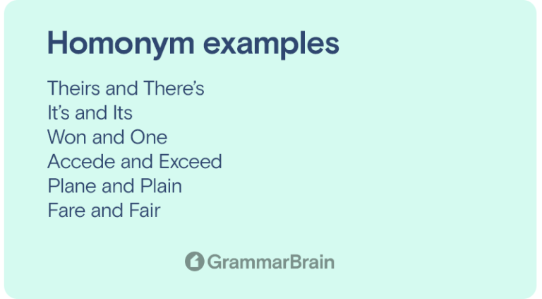 What Is A Homonym Definition Examples Differences To Homophones Grammarbrain 5688