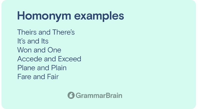 Homonym examples