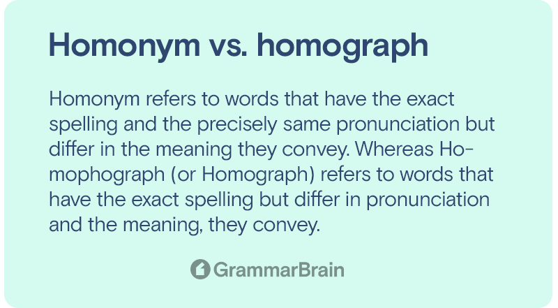 Homonym vs homograph