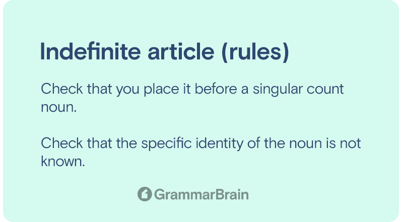 Indefinite article rules