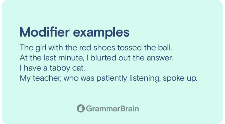 Understanding Modifiers Definition Types Examples Grammar Grammarbrain 