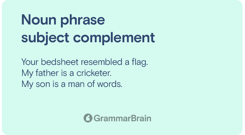 Noun phrase subject complement