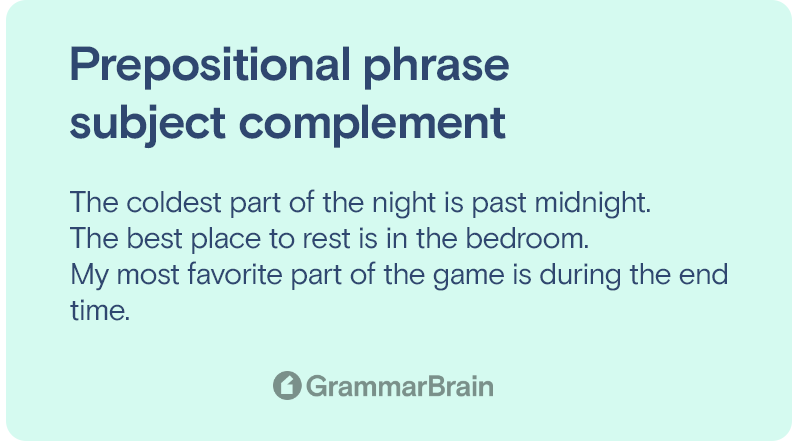 Prepositional phrase subject complement