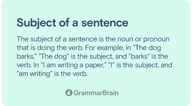 Subject of a sentence