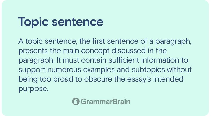 What Is A Topic Sentence Definition Examples How To Use GrammarBrain