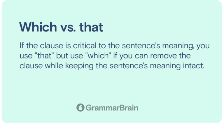 Which vs. That (Differences, Examples, When to Use) | GrammarBrain