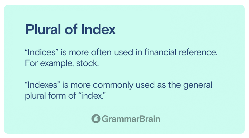 Plural of index